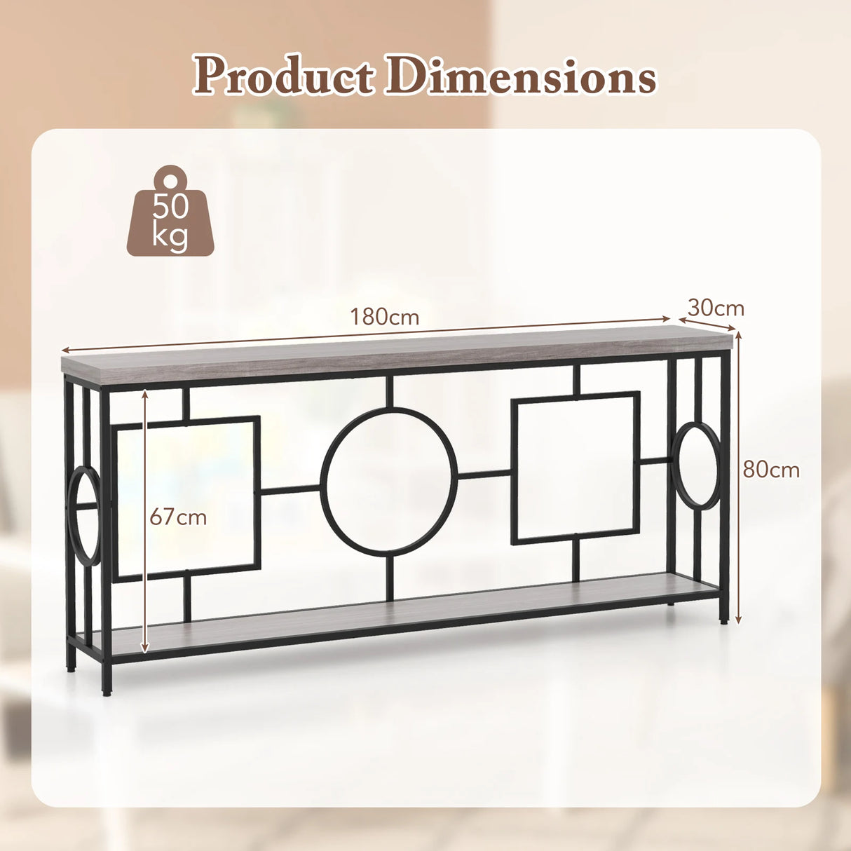 Rustic Accent Narrow 2-Tier Mid-Century Modern Console Table-Rustic Brown