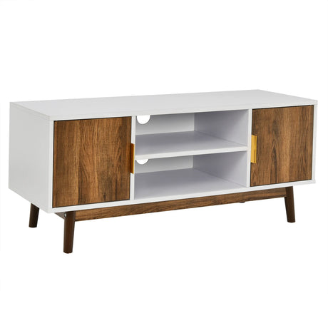 2 Door TV Stand with 2 Cabinets and Open Shelves for TVs up to 50 Inch TV