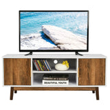 2 Door TV Stand with 2 Cabinets and Open Shelves for TVs up to 50 Inch TV