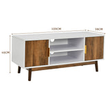 2 Door TV Stand with 2 Cabinets and Open Shelves for TVs up to 50 Inch TV