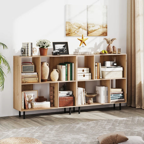 Open Shelf Bookcase with 4 Compartments for Living Room Bedroom-Natural