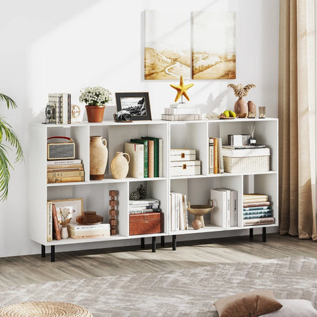 Open Shelf Bookcase with 4 Compartments for Living Room Bedroom-White