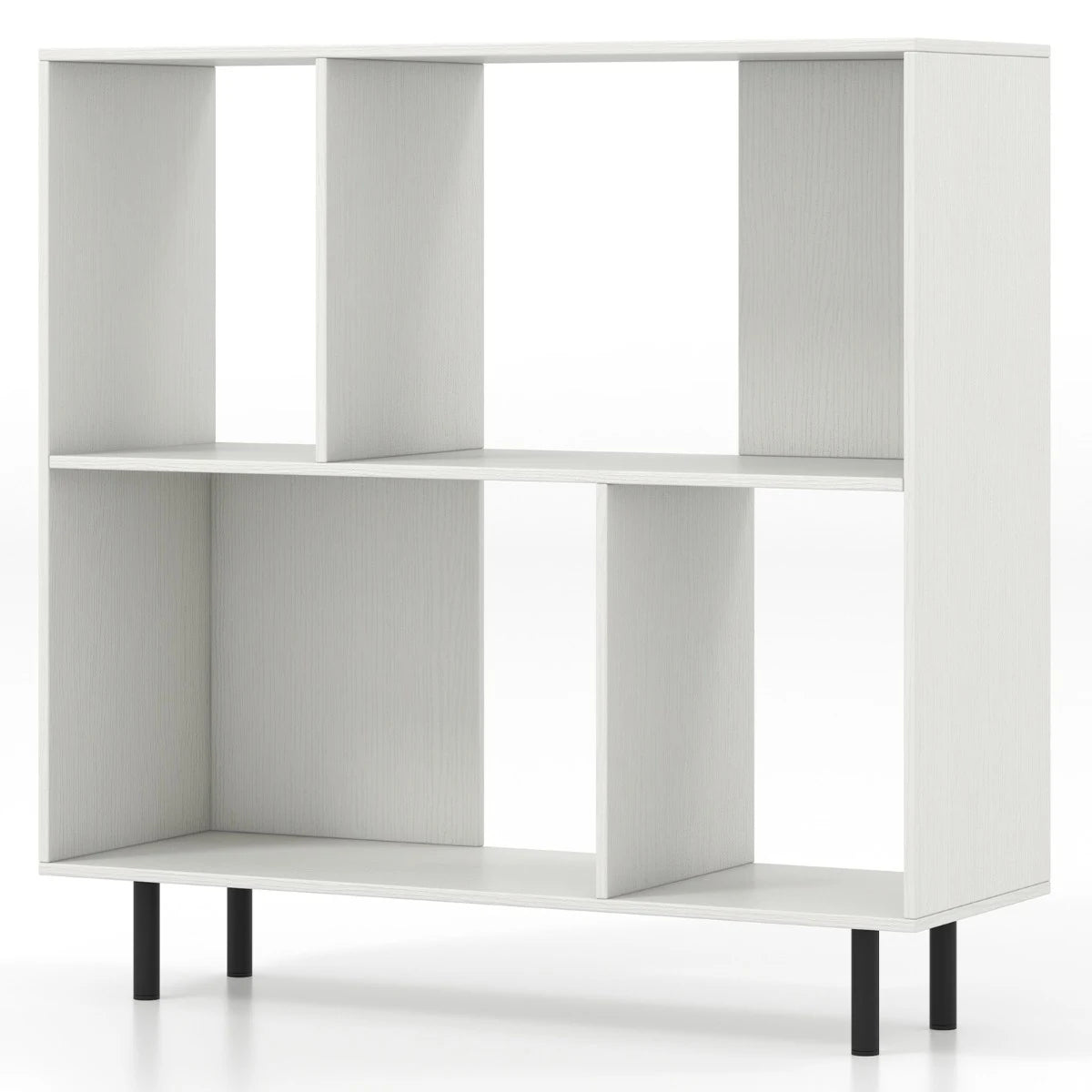 Open Shelf Bookcase with 4 Compartments for Living Room Bedroom-White