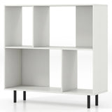 Open Shelf Bookcase with 4 Compartments for Living Room Bedroom-White