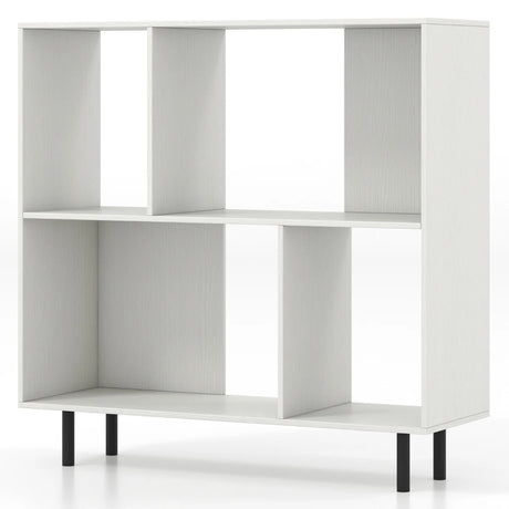 Open Shelf Bookcase with 4 Compartments for Living Room Bedroom-White