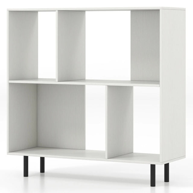 Open Shelf Bookcase with 4 Compartments for Living Room Bedroom-White