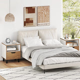 Mid Century Modern Nightstand Set of 2 with Drawer and Open storage Shelf-White