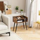 2-Tier Mid Century Modern Nightstand for Living Room Bedroom Set of 2-Rustic Brown