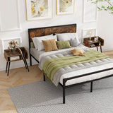 2-Tier Mid Century Modern Nightstand for Living Room Bedroom Set of 2-Rustic Brown