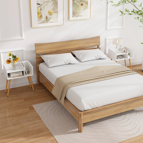 2-Tier Mid Century Modern Nightstand for Living Room Bedroom Set of 2-White