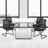 Mid Mesh Back Reception Chair with Adjustable Lumbar Support and Sled Base-Black-2 Pieces
