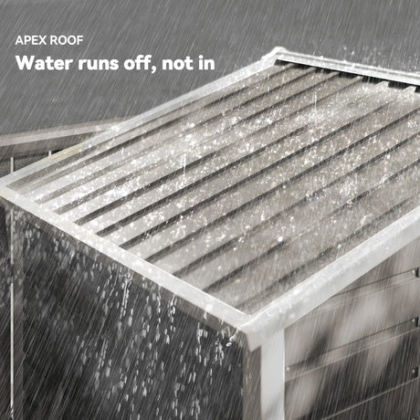 Outsunny 7 x 4ft Garden Shed, Easy to Assemble, Upgraded Galvanised Steel Frame with Foundation Kit, Double Doors with Lock, Outdoor Metal Shed with Vents and Gloves, Garden Storage Shed, Light Grey