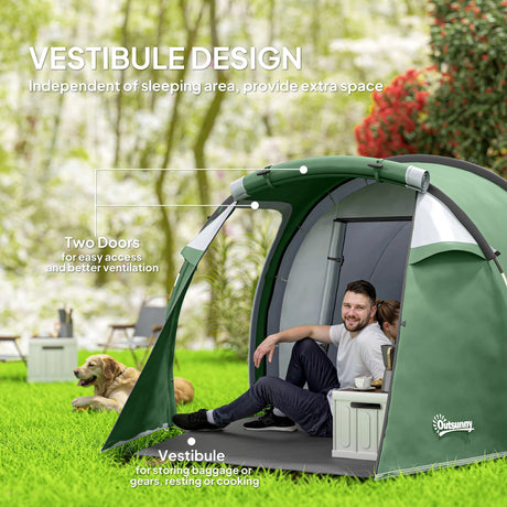 Outsunny Three-Man, Two-Room Tent - Green