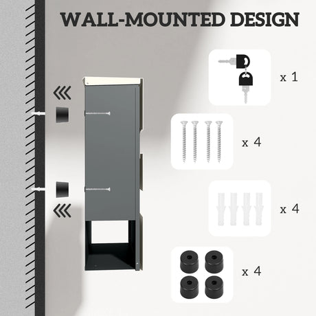HOMCOM Locking Galvanised Steel Letterbox - White/Black