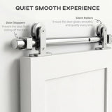 HOMCOM Sliding Door Hardware Kit Smooth Quiet 304 Stainless Steel for 200cm Track Sliver Tone