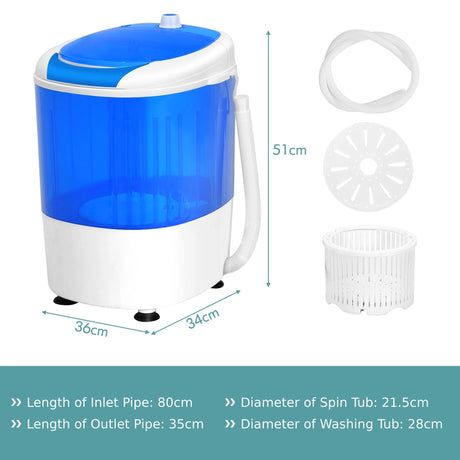 2 in 1 Mini Single Tub Washer Spin Dryer Semi-automatic