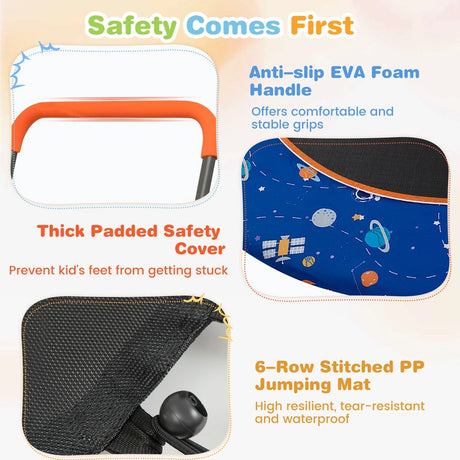 Mini Trampoline for Children with LED Lights and Safety Handle-Navy