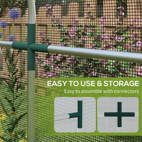 Outsunny 360 x 120cm Galvanised Steel Fruit Cage, Plant Protection Tent with Zipped Door, Black