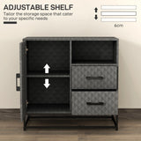 HOMCOM Sideboard with Adjustable Shelf, Freestanding Sideboard Storage Cabinet with Open Compartment and 2 Drawers, Grey