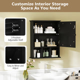 Mirror Door Cabinet with Adjustable Shelf and 3 Compartments-Black