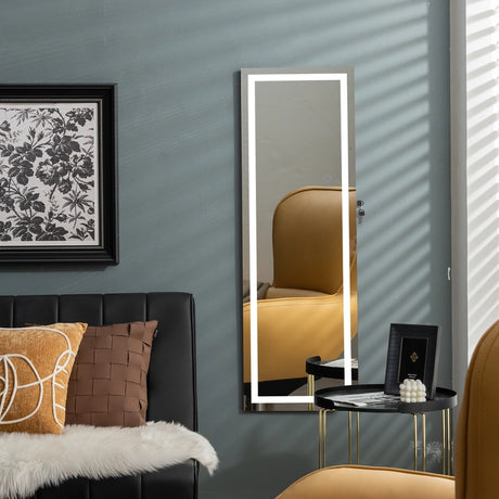 Mirror Jewellery Cabinet with Lights, 2 Keys and Large Capacity-White