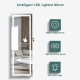 Mirror Jewellery Cabinet with Lights, 2 Keys and Large Capacity-White
