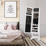 New Mirrored Jewelry Cabinet Armoire Mirror Organizer Storage Box Ring w/ Stand-White