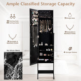 New Mirrored Jewelry Cabinet Armoire Mirror Organizer Storage Box Ring w/ Stand-Black