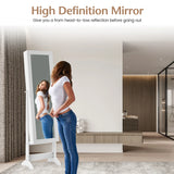 New Mirrored Jewelry Cabinet Armoire Mirror Organizer Storage Box Ring w/ Stand-White