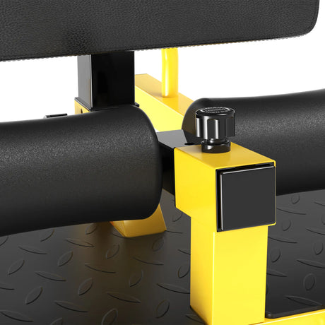 HOMCOM Squat Machine with Push Up Stand, Padded Hip Thrust Bench with Adjustable Cushion for Home Gym Work Out, Yellow