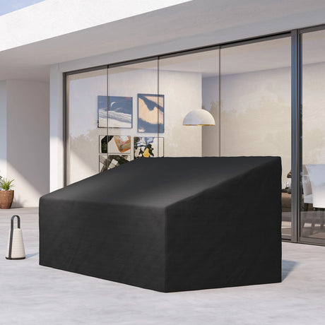 Outsunny 600D Oxford Cloth Garden Furniture Cover Waterproof, 3 Seater Sofa Protector for Patio, Outdoor, Black, 218 x 111 x 63-101 cm