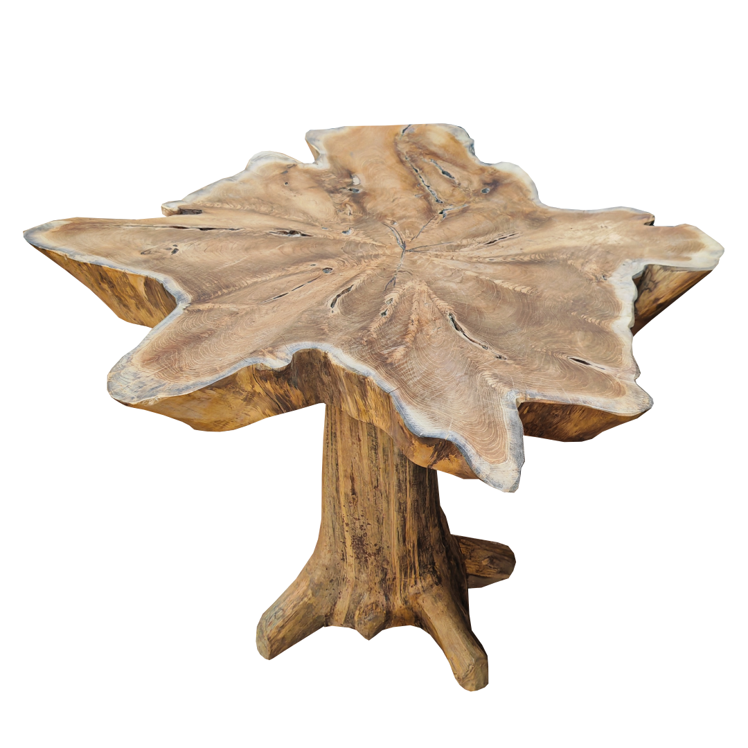 Teak Root Mushroom Side Table With Rounded Top
