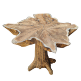Teak Root Mushroom Side Table With Rounded Top