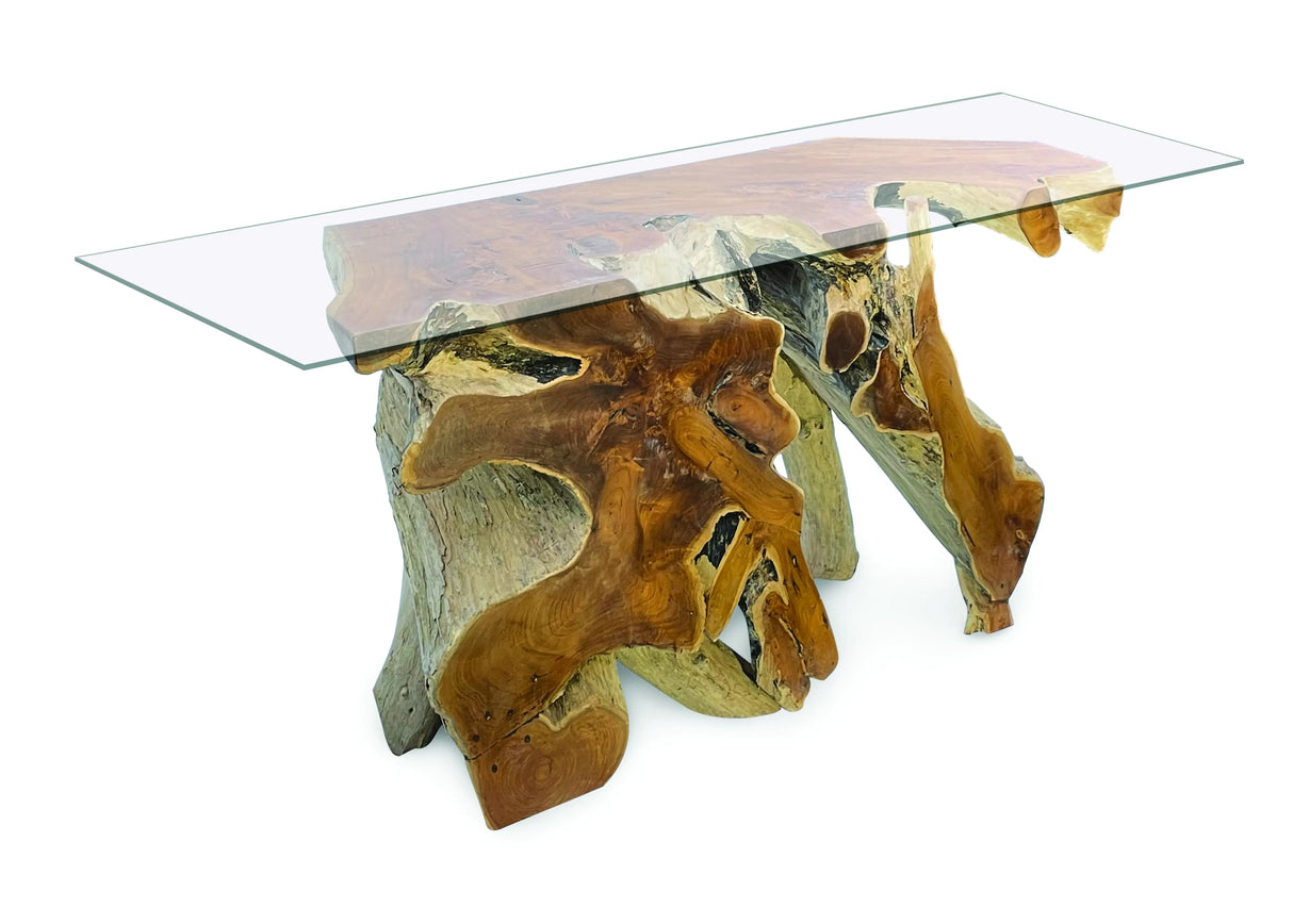 Root Console Table Small with glass 135cm x 47cm