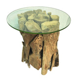 Root forest Side Table with 60cm round glass