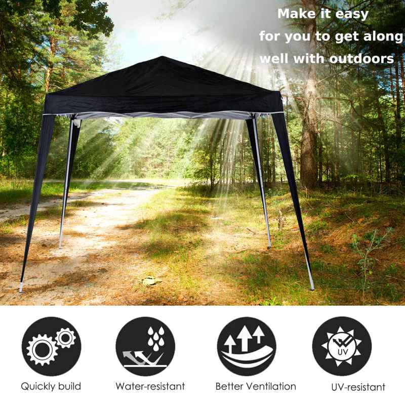 Outsunny 3 M x 3 M Base/ 2.5 M x 2.5 M Top Pop Up Gazebo with Carry Bag, Height Adjustable Slant Leg Party Tent Instant Event Shelter for Garden, Patio, Black