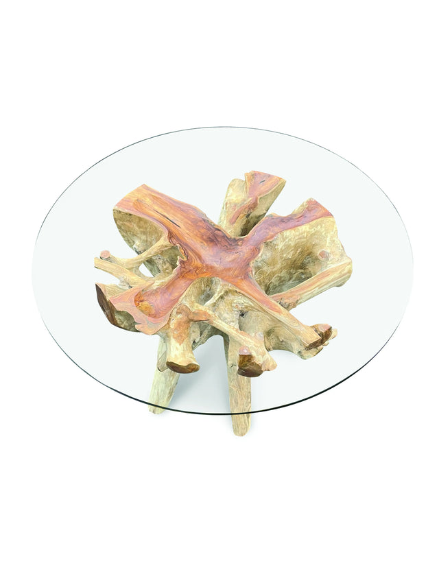 ROOT ROUND DINING TABLE SMALL, WITH 120CM ROUND GLASS