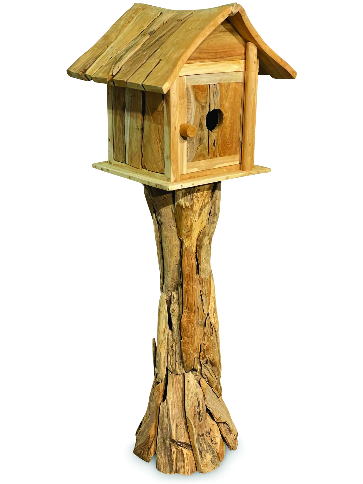 Root bird house with door