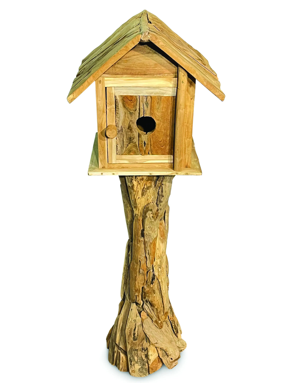 Root bird house with door