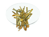 ROOT DRIFTWOOD ROUND DINING TABLE WITH 120CM ROUND GLASS