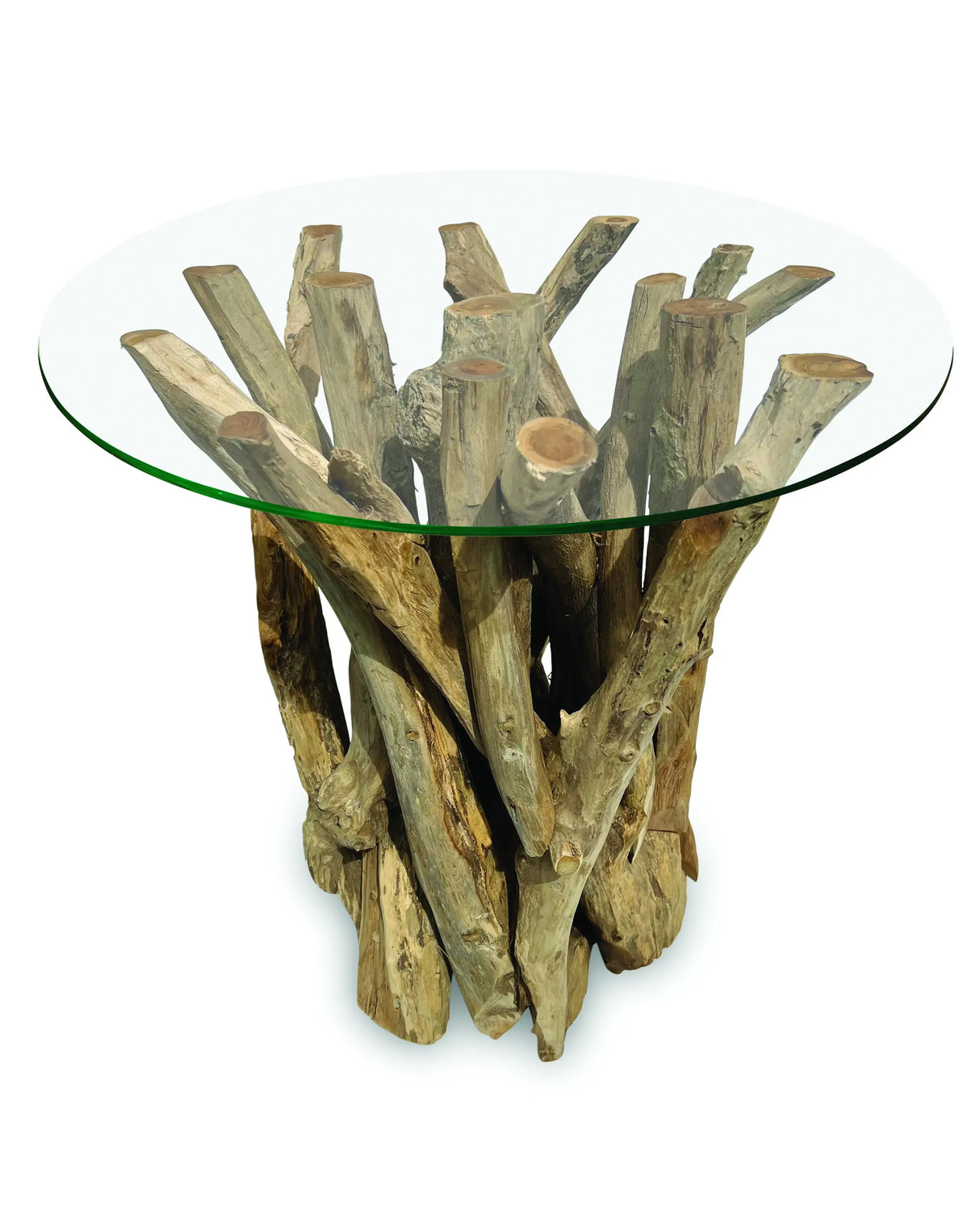 Root Driftwood Side Table With 60 cm Glass