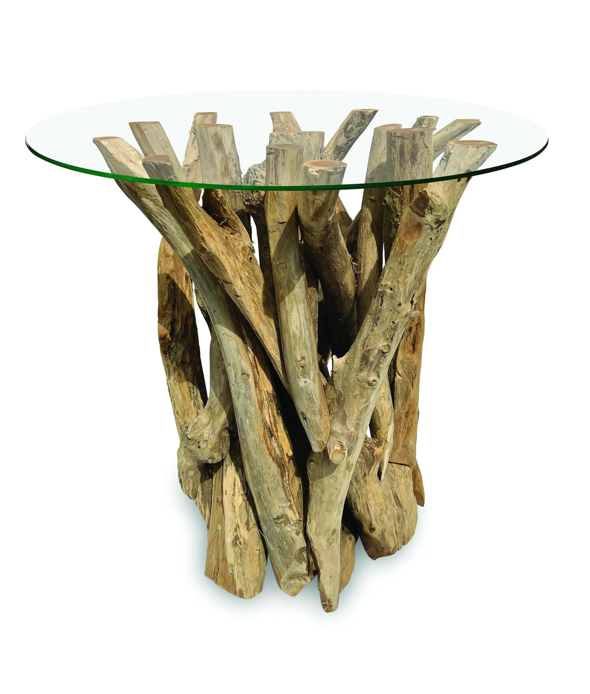 Root Driftwood Side Table With 60 cm Glass