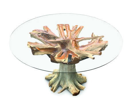 Lombok Round Dining table with  glass 150 cm