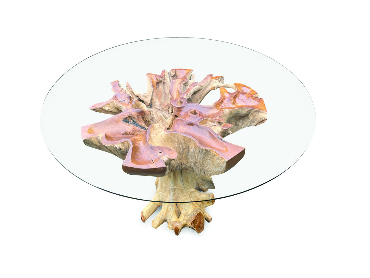 Lombok Round Dining table with  glass 150 cm