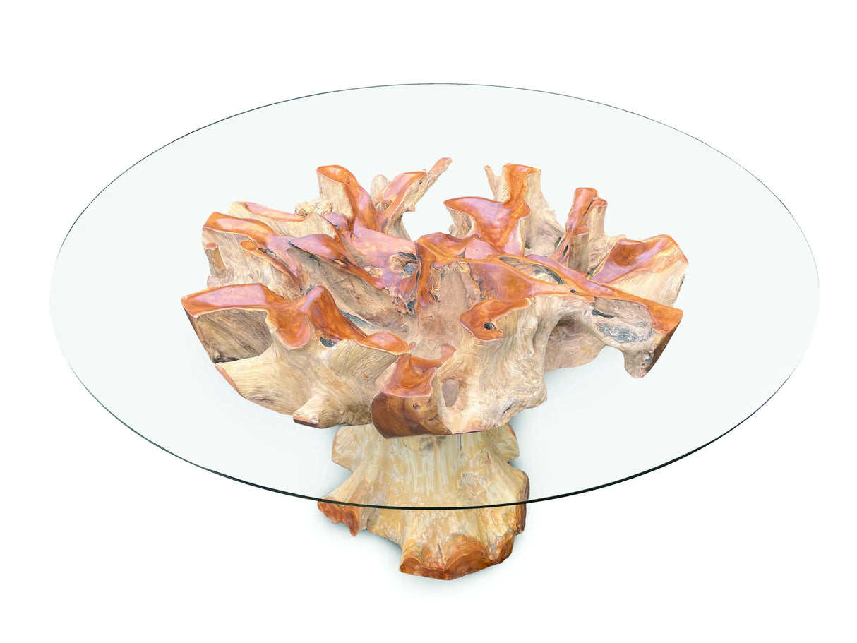 Lombok Round Dining table with  glass 150 cm