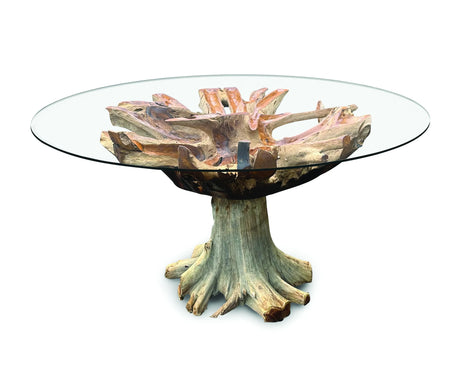 Lombok Round Dining table with  glass 150 cm