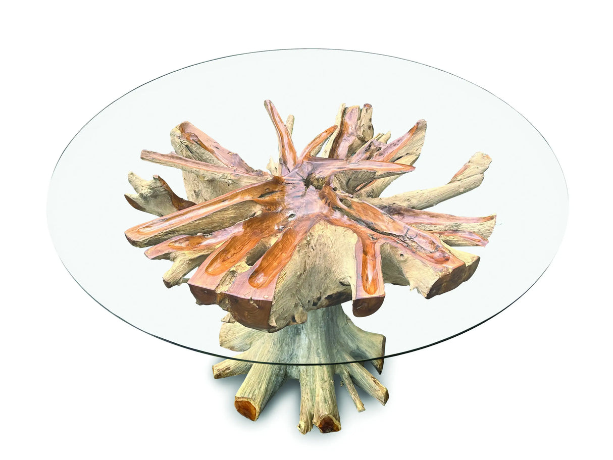 Lombok Round Dining table with  glass 150 cm