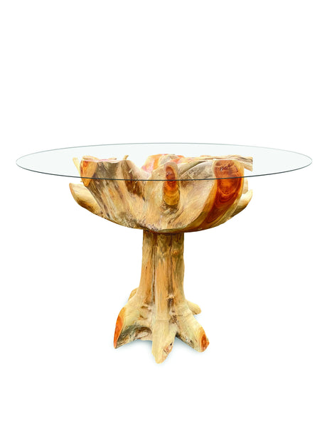 Lombok Round Dining table with glass 120 cm