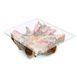 Root Square Lombok Coffee Table Small with 90x90 cm glass