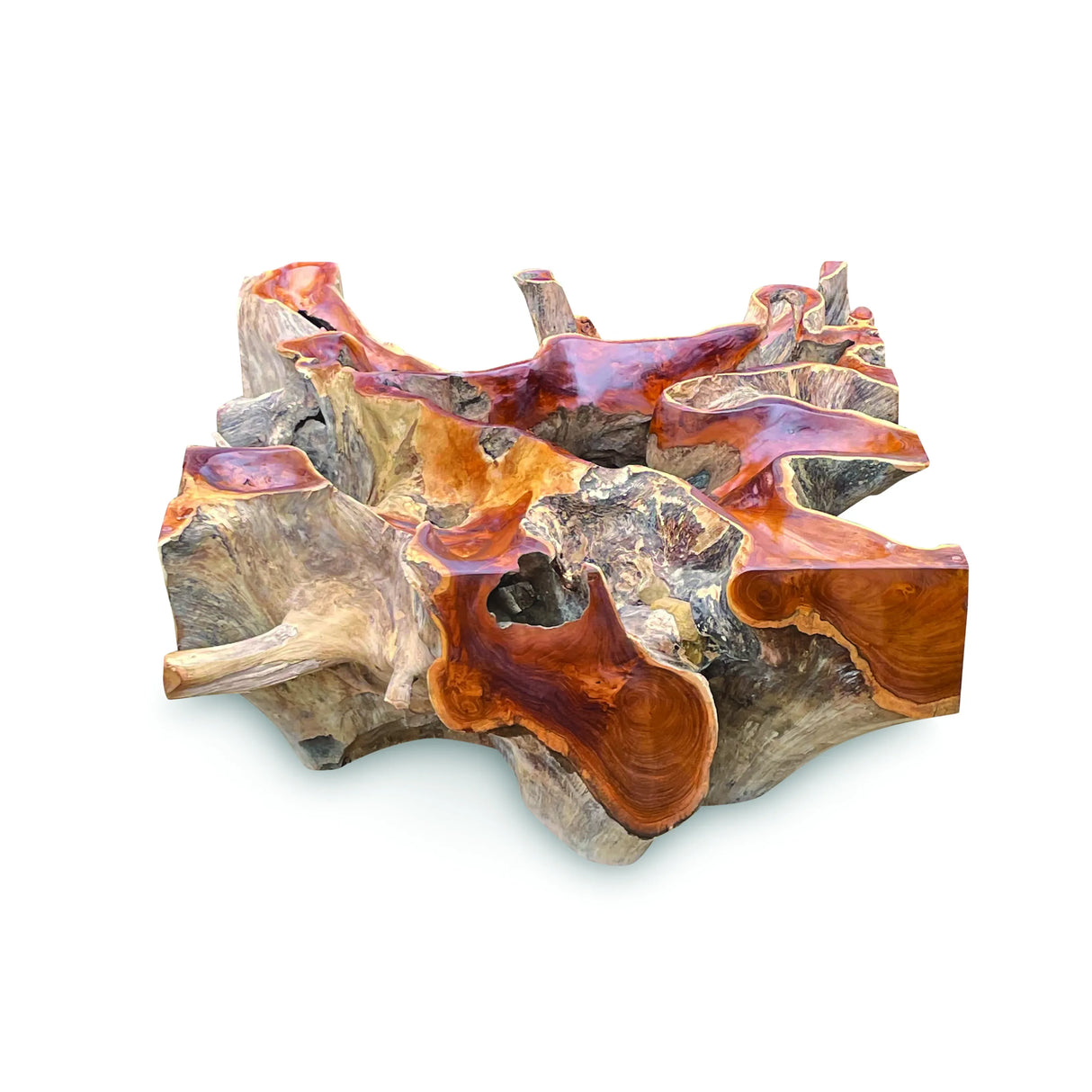 Root Square Lombok Coffee Table Small with 90x90 cm glass